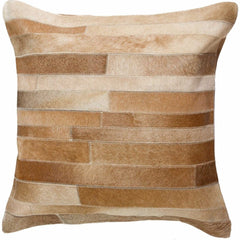 18" Tan Cowhide Throw Pillow - Homeroots