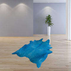 72" X 84" Sky Blue Cowhide - Rug