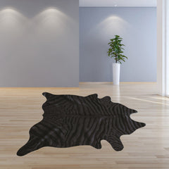 6' X 7' Black Cowhide Handmade Area Rug - Homeroots