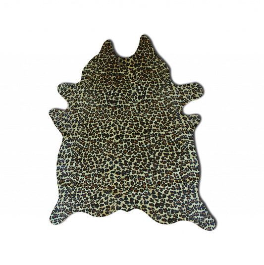 Alfombra de piel de vaca de leopardo de 72" x 84"