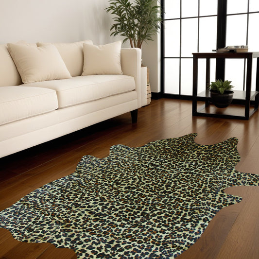 Alfombra de piel de vaca de leopardo de 72" x 84"