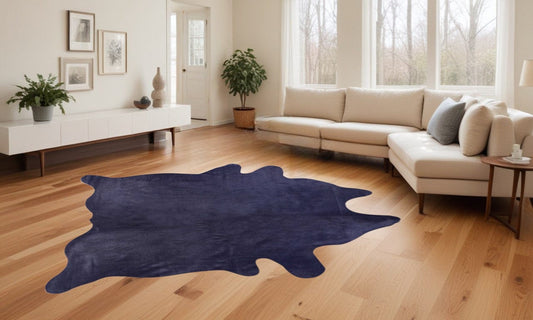 6' X 7' Navy Blue Cowhide Cowhide Area Rug - Homeroots