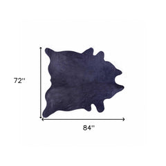 6' X 7' Navy Blue Cowhide Cowhide Area Rug - Homeroots