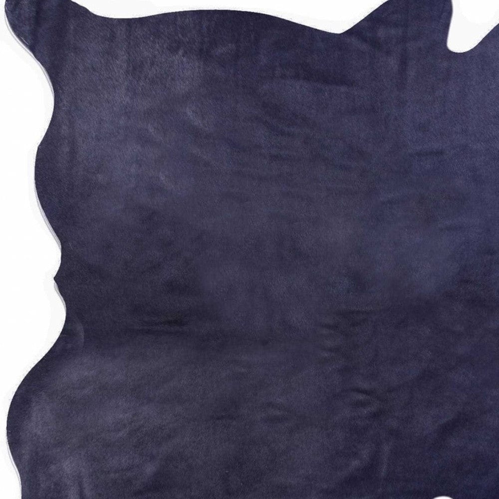 6' X 7' Navy Blue Cowhide Cowhide Area Rug - Homeroots