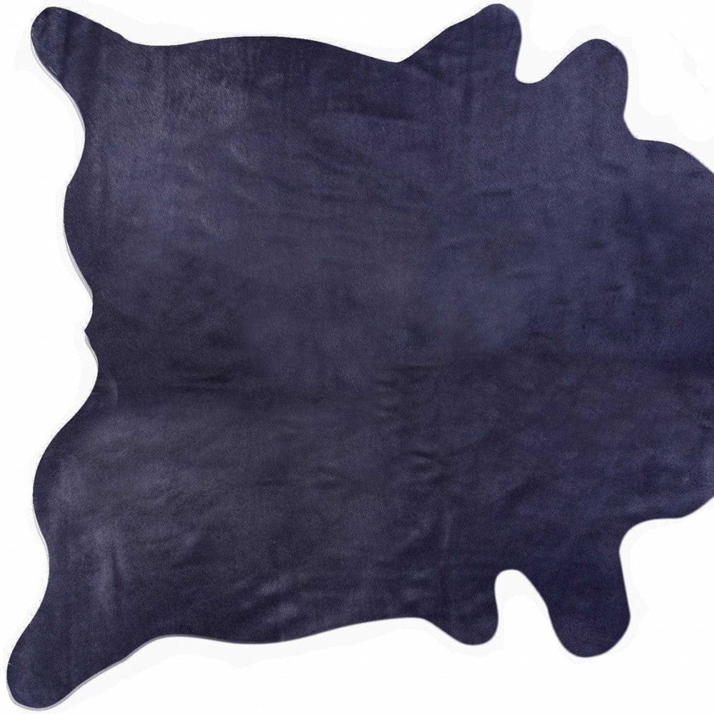 6' X 7' Navy Blue Cowhide Cowhide Area Rug - Homeroots