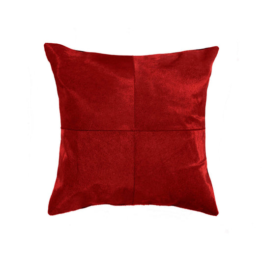 Almohada decorativa de piel de vaca roja de 18"