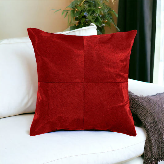 Almohada decorativa de piel de vaca roja de 18"