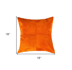 18" Orange Cowhide Throw Pillow