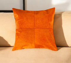 18" Orange Cowhide Throw Pillow