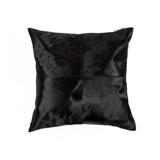 Almohada decorativa de piel de vaca negra de 18"