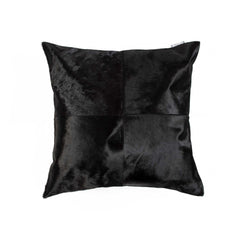 Almohada decorativa de piel de vaca negra de 18"