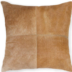 Almohada decorativa de piel de vaca color canela de 18"