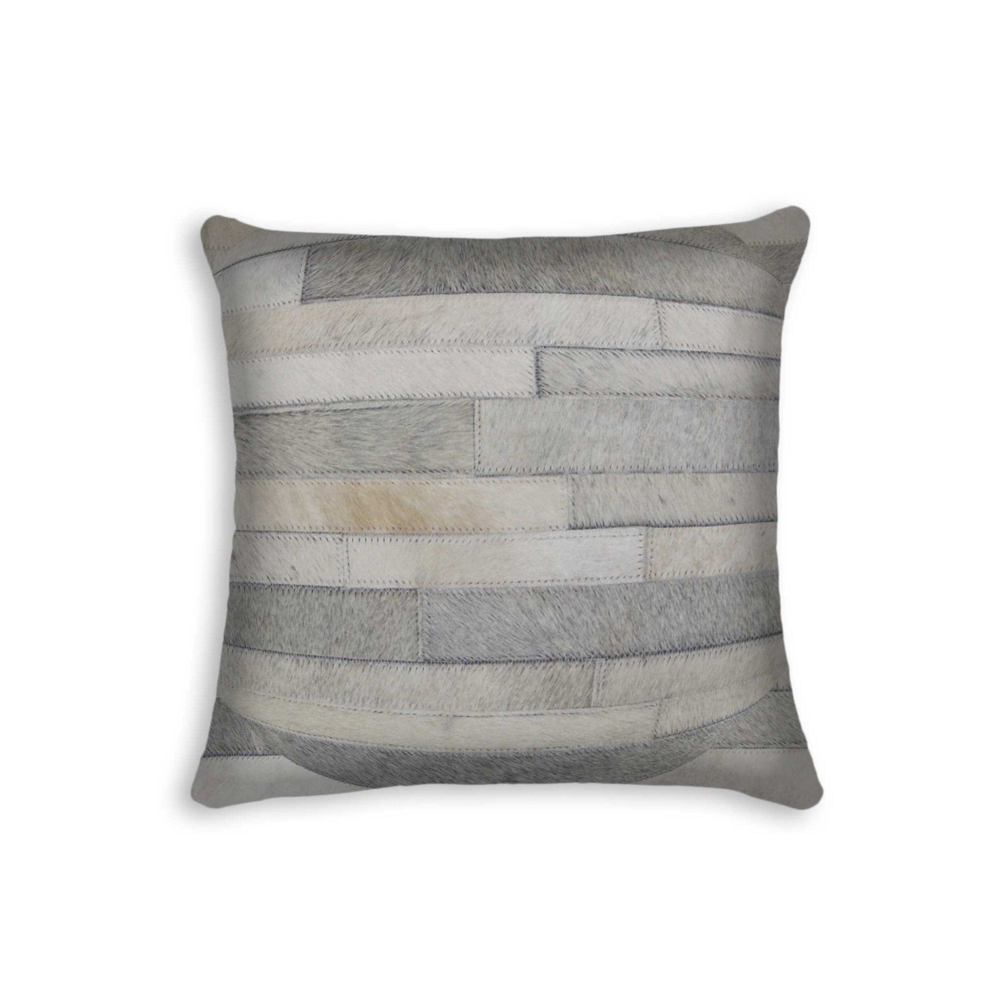 18" Gray Cowhide Throw Pillow - Homeroots