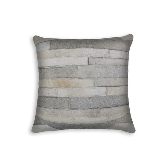 18" Gray Cowhide Throw Pillow - Homeroots