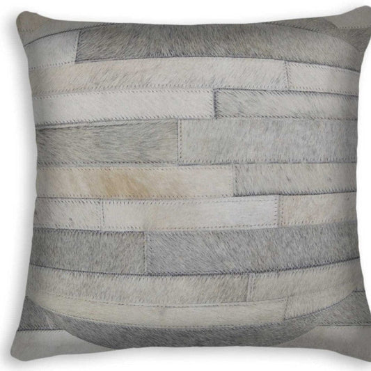 18" Gray Cowhide Throw Pillow - Homeroots