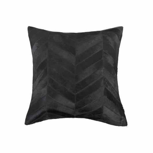 18" Black Cowhide Throw Pillow