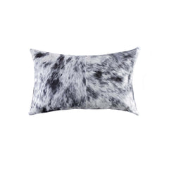 18" X 18" X 5" Salt And Pepper Black And White Cowhide  Pillow - Homeroots