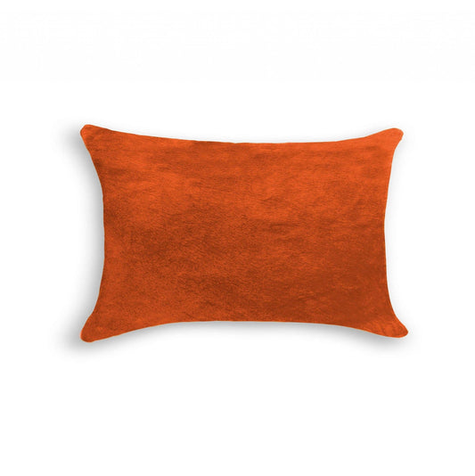 12" X 20" X 5" Orange Cowhide  Pillow - Homeroots