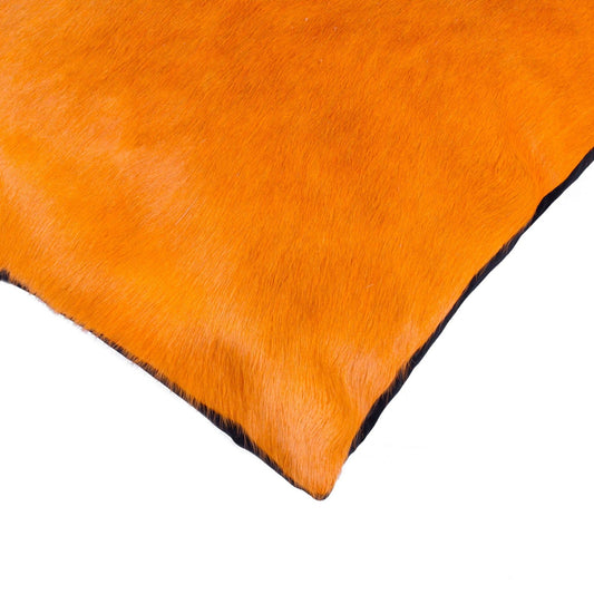 12" X 20" X 5" Orange Cowhide  Pillow - Homeroots