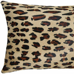 12" X 20" Black and Orange Cowhide Throw Pillow - Homeroots