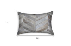 12 X 20 Gray Chevron Cowhide Throw Pillow