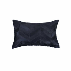 Almohada decorativa de piel de vaca negra de 30 x 50 cm