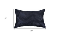 Almohada decorativa de piel de vaca negra de 30 x 50 cm