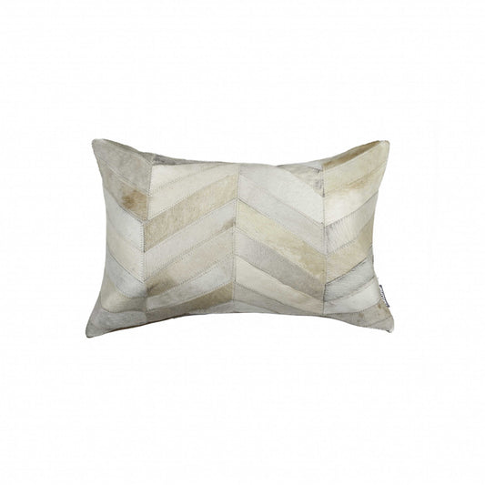 12" X 20" Natural Chevron Cowhide Throw Pillow