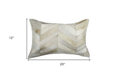 12" X 20" Natural Chevron Cowhide Throw Pillow