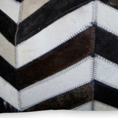 12" X 20" Chocolate Brown and Off White Chevron Cowhide Throw Pillow