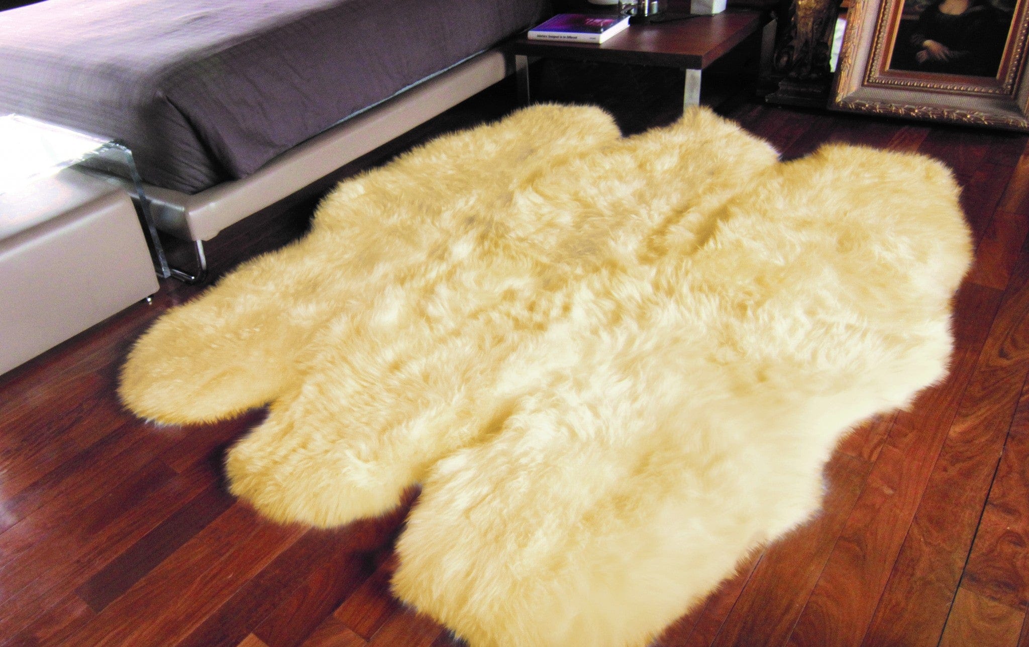 6' X 6' Gold Shag Sheepskin Area Rug - Homeroots