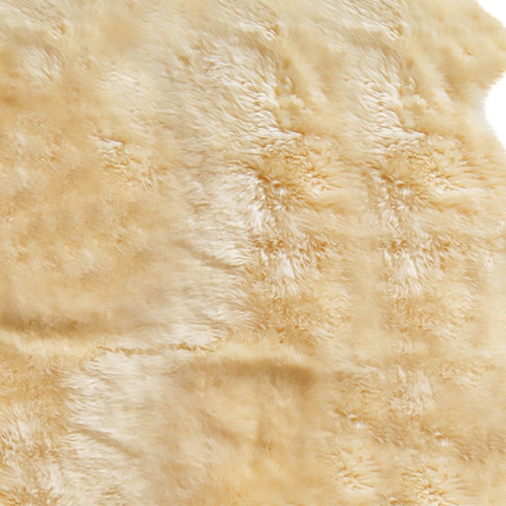 6' X 6' Gold Shag Sheepskin Area Rug - Homeroots