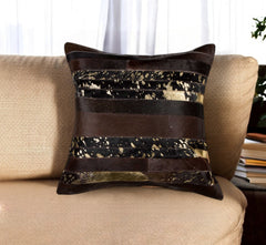 Almohada decorativa de piel de vaca color chocolate de 18"