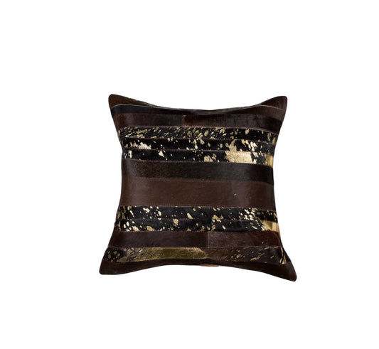 18" Chocolate Cowhide Throw Pillow