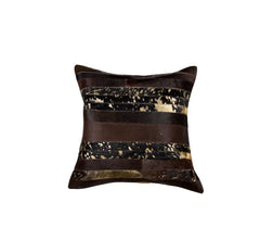 Almohada decorativa de piel de vaca color chocolate de 18"