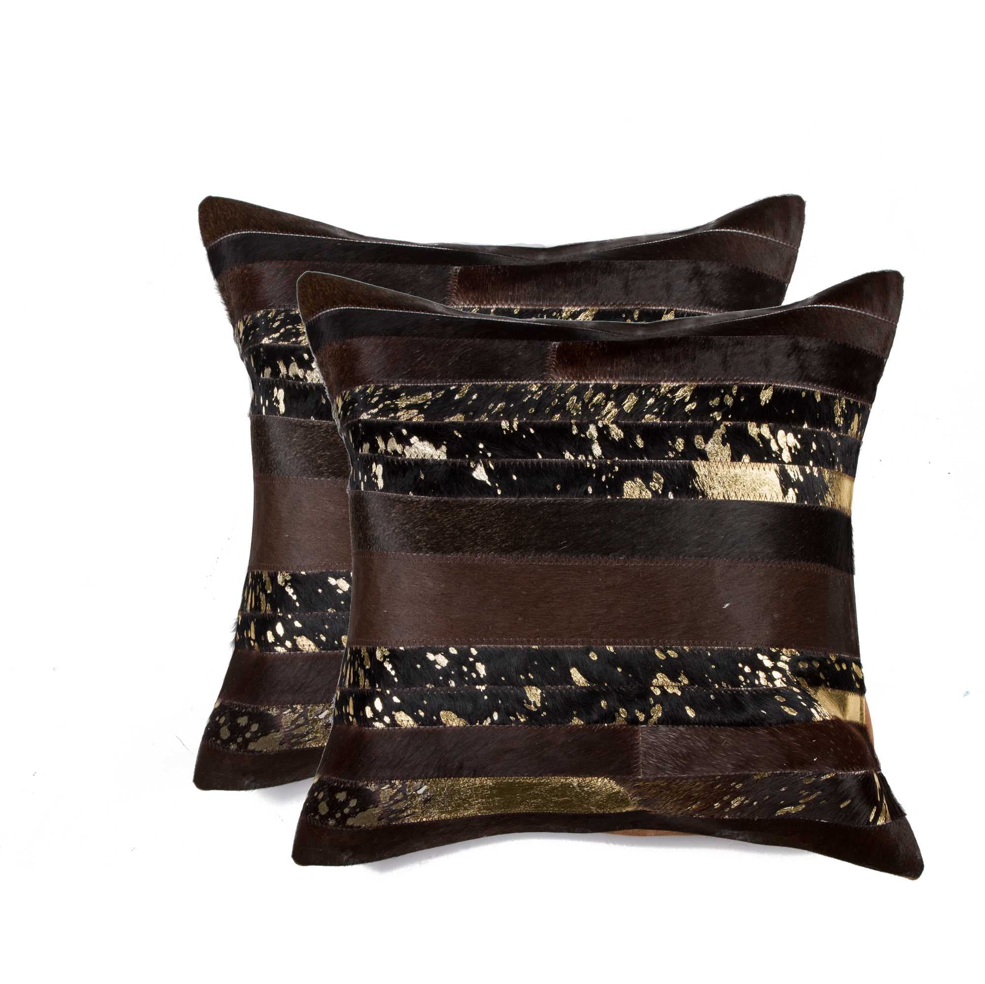 Set of Two Chocolate Cowhide Throw Pillow