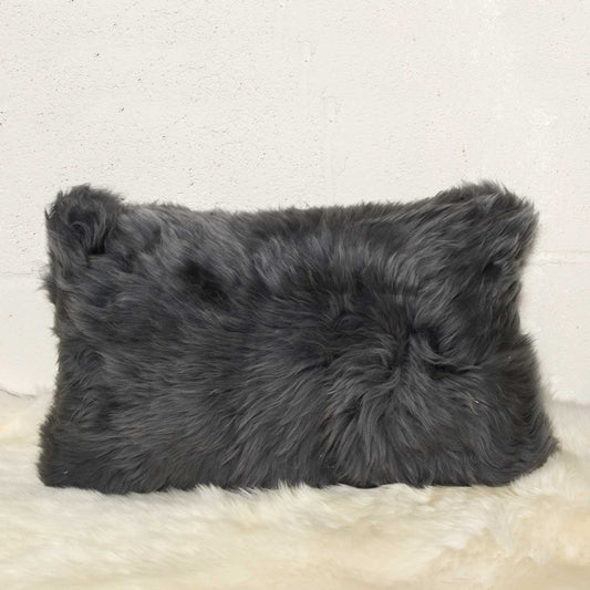 12" X 20" X 5" Gray Sheepskin  Pillow 2 Pack - Homeroots