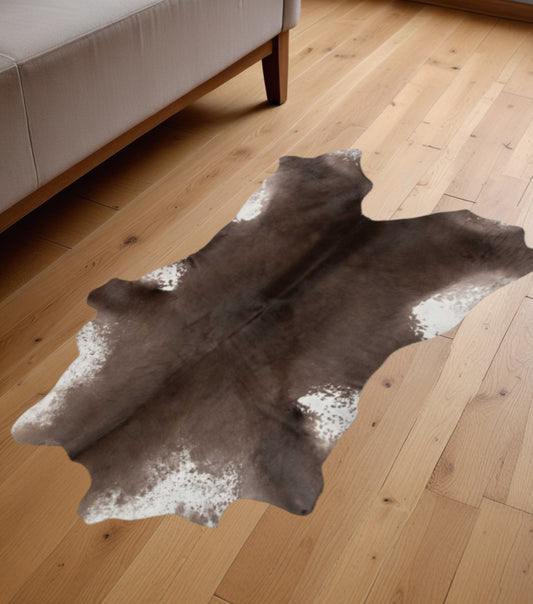 2' X 3' Taupe And White Calfskin - Area Rug