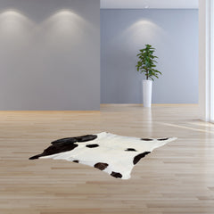 2' X 3' Natural Black And White Calfskin Area Rug