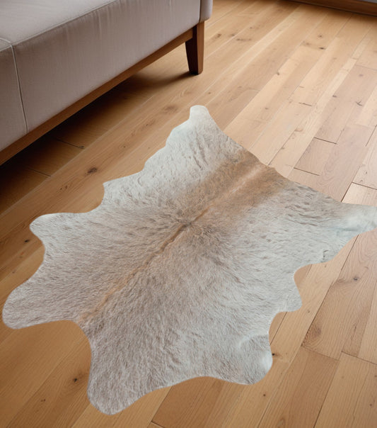 2' X 3' Natural Light Gray Calfskin - Area Rug