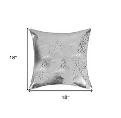 18" Silver Abstract Cowhide Throw Pillow