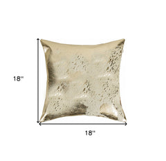 18" Beige Cowhide Throw Pillow