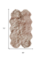 4' X 6'  Rose Pink Natural Sheepskin Area Rug