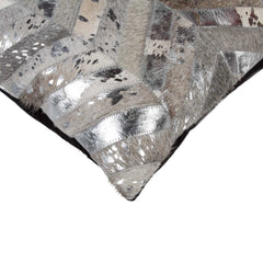 18" Silver Cowhide Throw Pillow