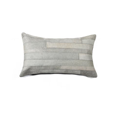 12" X 20" Gray Cowhide Throw Pillow