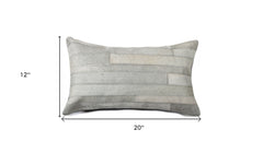 12" X 20" Gray Cowhide Throw Pillow