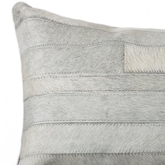 12" X 20" Gray Cowhide Throw Pillow