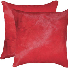 Set of Two 18" Red Cowhide Cowhide Throw Pillow