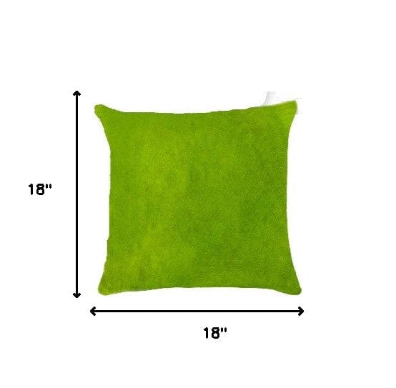 Set of Two Lime Green Cowhide Throw Pillow