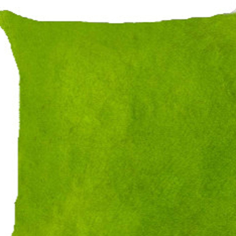 Set of Two Lime Green Cowhide Throw Pillow